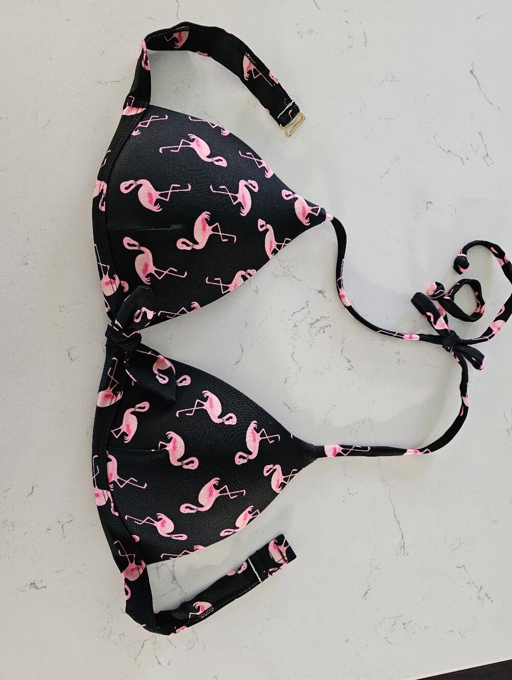 Joe Boxer Black & Pink Flamingo Triangle Bikini Top Size M/M